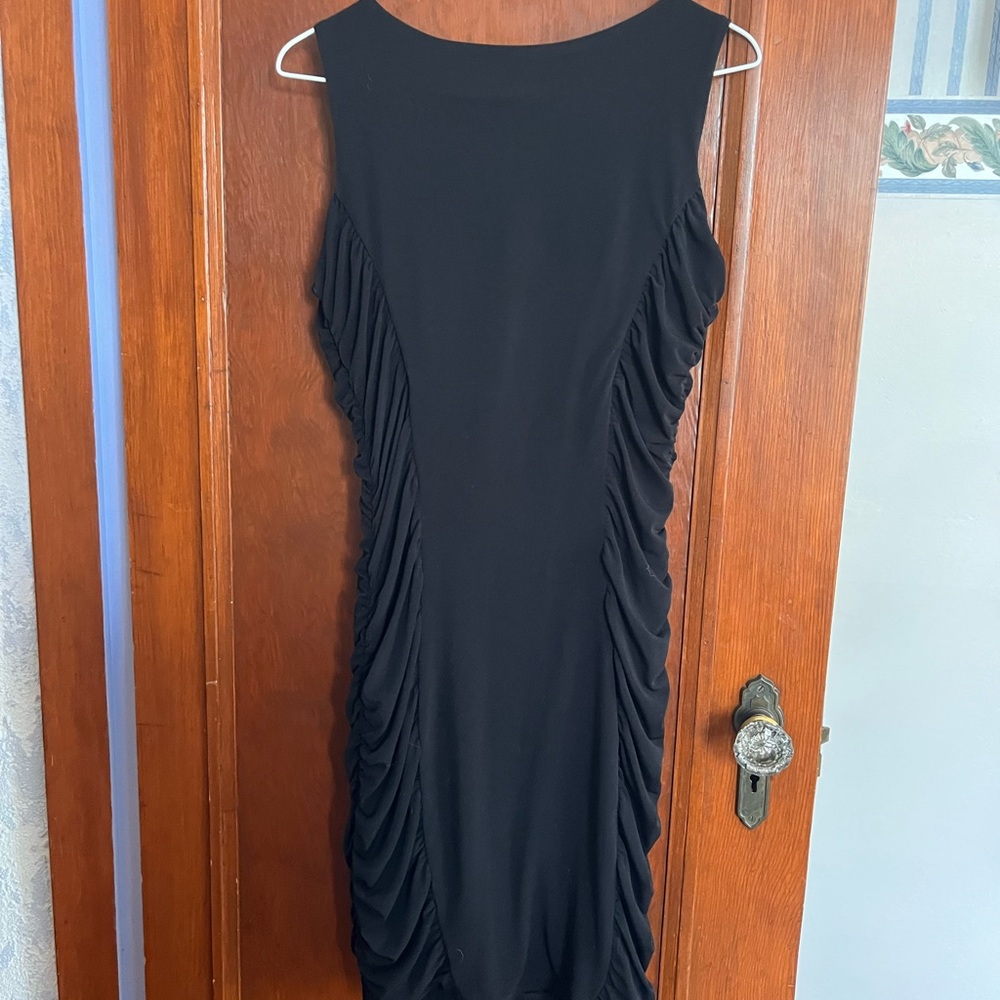 Enfocus Studio Black Ruched Midi Dress